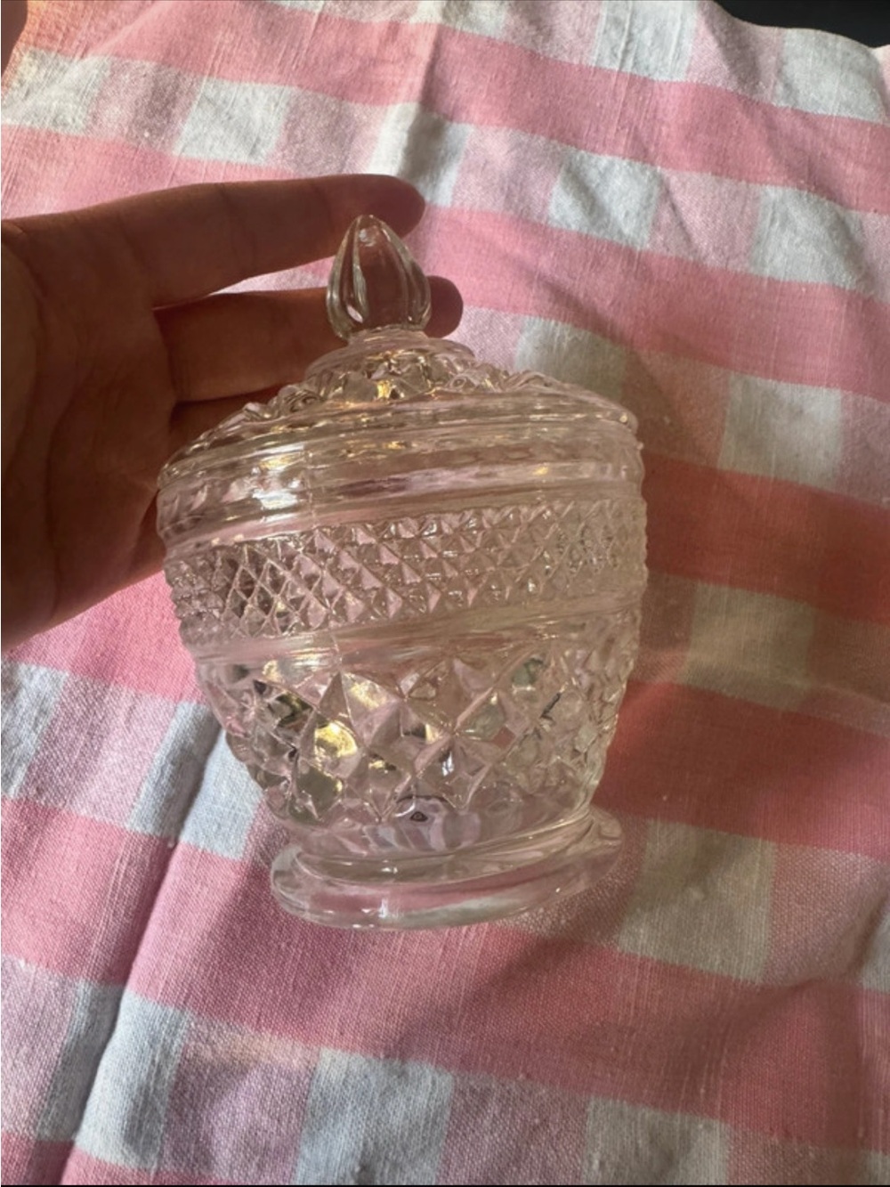 Clear Pressed Glass Covered Candy Dish